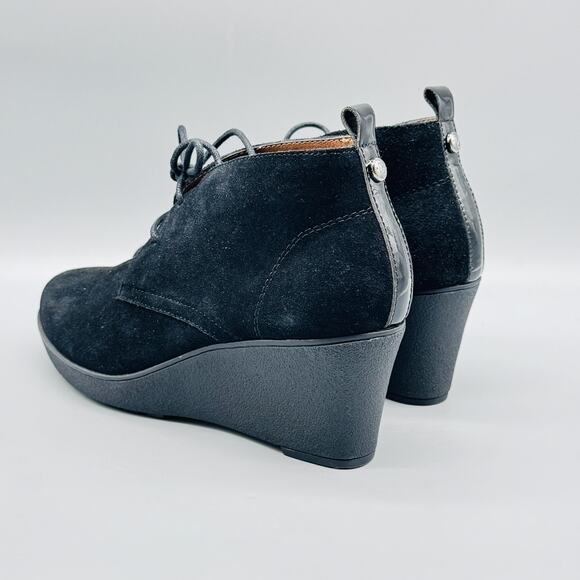 Donald J Pliner Boots Women 6.5 Black Suede Wedge Ankle Lace Up Comfort NAKKA-23 - Picture 5 of 11